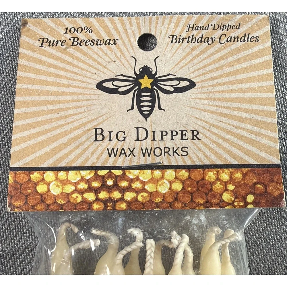 12ct 100% Pure Beeswax Hand Dipped Birthday Candles ~ Big Dipper Wax Works Tan